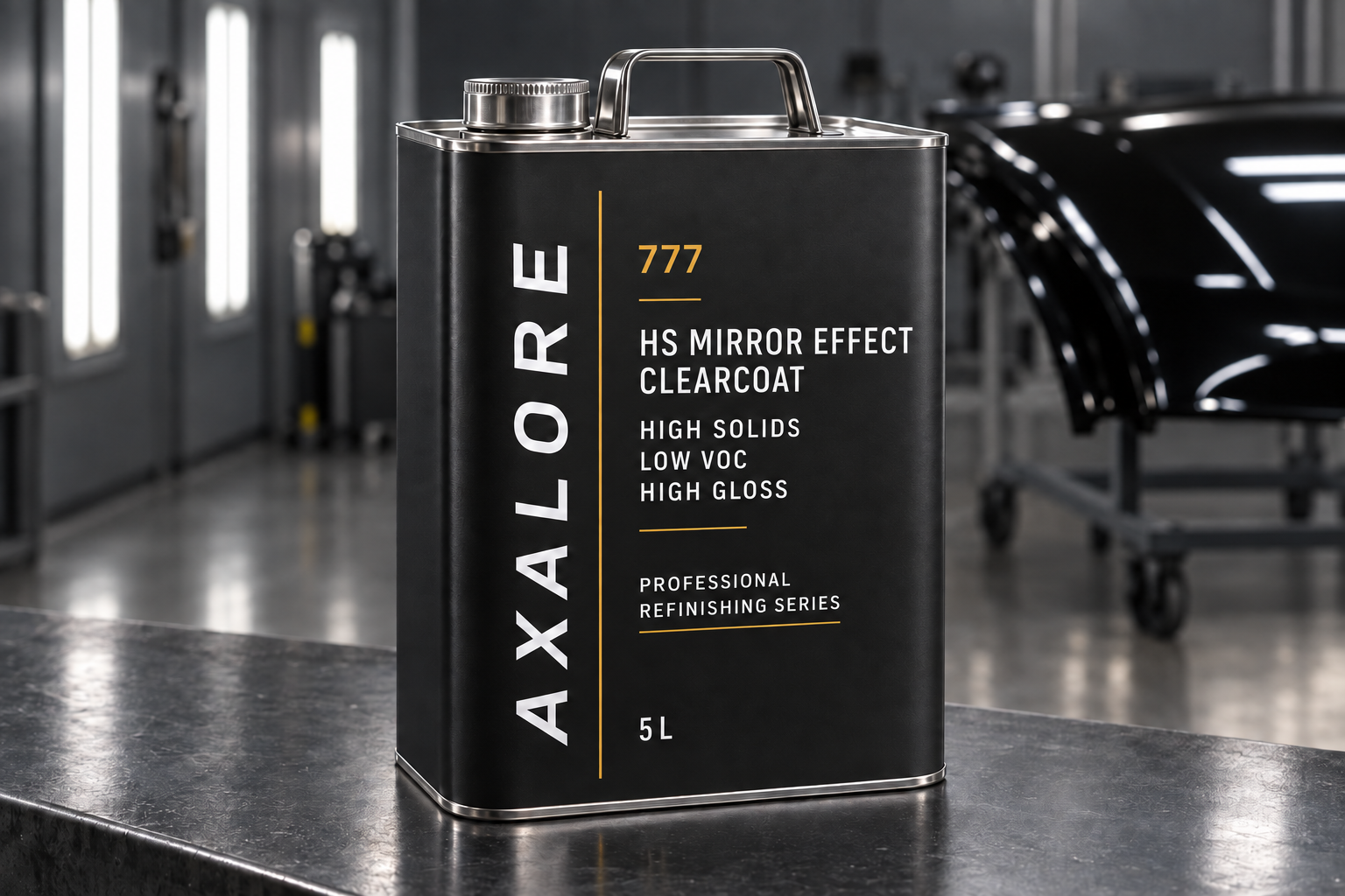 Axalore 777 HS Mirror Effect low-VOC clearcoat in a 5 litre metal can