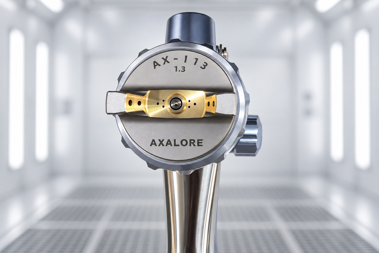 Axalore professional spray gun in a bright paint booth